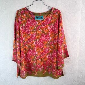 Rainbow Jo Floral Pink and Orange Women's Top Size X-Large